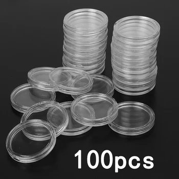 100Pcs פלסטיק שקוף מטבעות מחזיק מטבע איסוף תיבת במקרה מטבעות אחסון קפסולות הגנה תיבות Containe